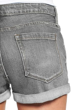 luvamia Women's Casual Ripped Denim Shorts Mid Rise Stretch Folded Hem Short Jeans