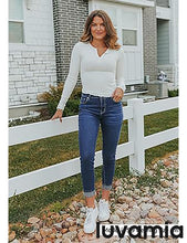 LUVAMIA Women's Full Length High Waist Skinny Fit Denim Slight Stretch Slim Jeans