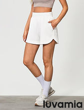 LUVAMIA Women's Brief High-Waisted Elastic-Waist Athletic Wide-Leg Shorts