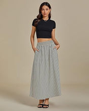 LUVAMIA Women's Summer Long Lightweight Flowy Skirt Stripe Maxi Fashion