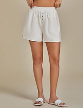 2025 Women's Relaxed Lightweight Shorts with Elastic Waistband and Front Button