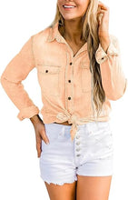 luvamia Women Chambray Jean Western Shirts Long Sleeve Button Down Denim Shirt Tops
