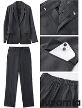 LUVAMIA Women's Blazer Set Business Casual Full Fit Blazer Jackets and Straight Pant Suits with Pockets