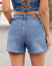 luvamia FleXclusive Jean Shorts for Women High Waisted Eyelet Embroidered Mid Thigh Wide Leg Stretchy Denim Shorts Summer Jorts
