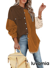 luvamia Womens Shacket Jacket Oversized Corduroy Button Down Shirt Long Sleeve Tops
