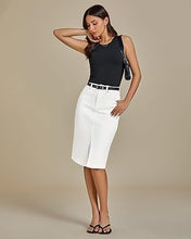 LUVAMIA Women's Brief Denim Midi Knee-Length Skirt Vintage Split High-Waist