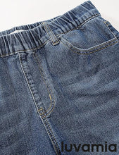 LUVAMIA Women's Denim Elastic Waist Walkshorts with Pockets