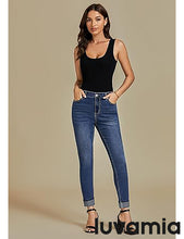 LUVAMIA Women's Full Length High Waist Skinny Fit Denim Slight Stretch Slim Jeans