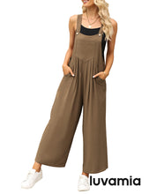 luvamia Jumpsuits for Women Casual Loose Wide Leg Boho Overall Jumpsuit Baggy Summer Outfits with Pockets Bib Overalls