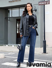 luvamia Flare Jeans for Women Thin Fleece Lined High Waisted Wide Leg Trendy Fall Stretchy Denim Pants Trouser Jeans