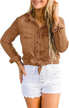 luvamia Women Chambray Jean Western Shirts Long Sleeve Button Down Denim Shirt Tops