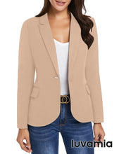 luvamia Women's Long Sleeve Formal Notch Lapel Button Down Blazer Pockets Jacket