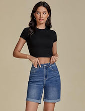 2025 Women's Casual Denim High Waist Pants Shorts Straight Leg Stretch Jeans