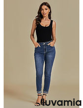 LUVAMIA Women's Full Length High Waist Skinny Fit Denim Slight Stretch Slim Jeans