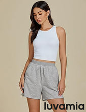 LUVAMIA Women's High Waist Elastic Waistband Shorts Regular Comfort Silhouette