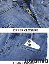 luvamia Capri Jeans for Women High Waisted Slim Straight Stretchy Denim Capris Pants Welt Pockets Casual Cropped Jeans