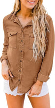 luvamia Women Chambray Jean Western Shirts Long Sleeve Button Down Denim Shirt Tops