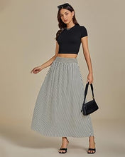 LUVAMIA Women's Summer Long Lightweight Flowy Skirt Stripe Maxi Fashion