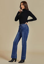 Women's High Waist Regular Fit Slight Stretch Flare Jeans Bell Bottoms