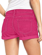 luvamia Women's Casual Ripped Denim Shorts Mid Rise Stretch Folded Hem Short Jeans