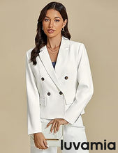 LUVAMIA Women Suit Jacket Double-Breasted Business Casual Long Sleeve Suiting Blazers