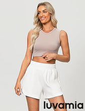 LUVAMIA Women's Brief High-Waisted Elastic-Waist Athletic Wide-Leg Shorts