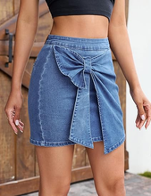 luvamia Jean Skorts for Woman High Rise Mini Skirt Bow Short Stretch Denim Skirts with Shorts Underneath Country Concert
