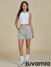 LUVAMIA Women's High Waist Elastic Waistband Shorts Regular Comfort Silhouette
