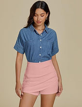 LUVAMIA Women's Slim Fit Pleated Denim Unlined Irregular Retro High Waisted Skorts