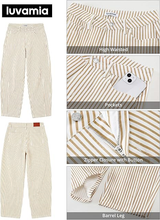 luvamia Barrel Jeans for Women Trendy Baggy Wide Leg Striped High Waisted Cropped Casual Pinstripe Stretchy Denim Pants
