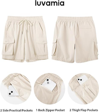 luvamia Hiking Shorts for Women High Waisted Pull On Cargo Casual Golf Water Resistant 7 Inch Inseam Mid Thigh Shorts
