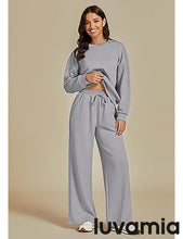 Women's Cozy Wide Leg Lounge Set with full length and Long Sleeve