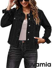 luvamia Women's Basic Button Down Stretch Fitted Long Sleeves Denim Jean Jacket
