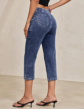 luvamia Womens Capri Jeans Pull On Jeans for Women Trendy Stretch Denim High Rise Elastic Waist Straight Leg Capri Pants