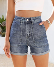 luvamia FleXclusive Jean Shorts for Women High Waisted Cuffed Stretchy Denim Shorts