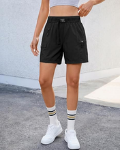 luvamia Cargo Shorts for Women Mid Thigh High Rise Lightweight Quick Dry Hiking Shorts Women Zipper Pockets with Belt