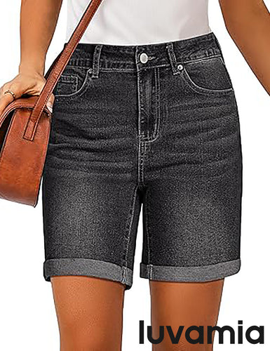 2025 Women's Casual Denim High Waist Pants Shorts Straight Leg Stretch Jeans