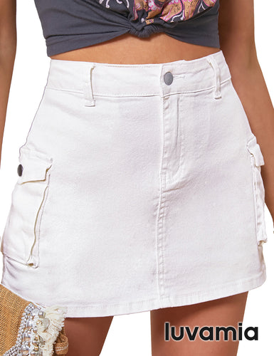 luvamia  Cargo Shorts for Women Casual Summer Skorts Skirts High Waisted Mini Short Skort with Pockets Y2K