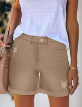 luvamia Women's Casual Ripped Denim Shorts High Rise Distressed Rolled Hem Jeans Shorts