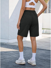 luvamia Hiking Shorts for Women Bermuda Knee Length Cargo Pull On Quick Dry Elastic Waist Sport 9'' Inseam Long Shorts