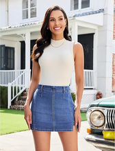 luvamia FleXclusive Jean Skorts for Woman High Waisted Side Slit Mini Short Skirt with Shorts Stretchy Denim Skirts Country Concert