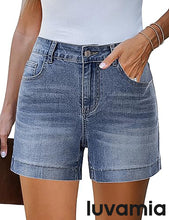 luvamia FleXclusive Jean Shorts for Women High Waisted Mid Thigh Mom Stretch Denim Shorts Casual Summer Jorts Country Concert Outfit