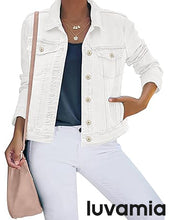 luvamia Women's Basic Button Down Stretch Fitted Long Sleeves Denim Jean Jacket