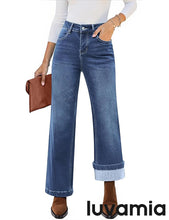 luvamia Flare Jeans for Women Thin Fleece Lined High Waisted Wide Leg Trendy Fall Stretchy Denim Pants Trouser Jeans