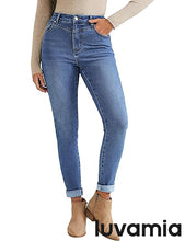 luvamia Skinny Jeans for Women Thin Fleece Lined High Waisted Front Yoke Fall Thermal Stretchy Denim Pants Warm Jeggings