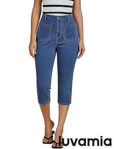 LUVAMIA Women's Casual Jegging Capri Denim Slim Straight High Waist Jeans