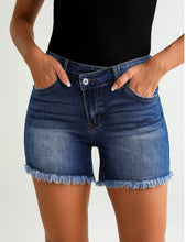 luvamia Jean Shorts for Women High Wasited Trendy Stretchy Crossover Wasit Denim Shorts Raw Hem Casual Summer Pockets