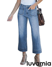 luvamia Wide Leg Jeans for Women Trendy High Waisted Flare Jeans Cropped Denim Pants Stretchy Baggy with Patch Pockets