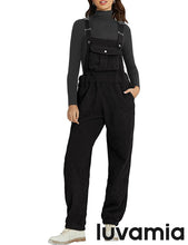 Women's No Stretch Adjustable Fleece Overalls Casual Jumpsuits With Pockets