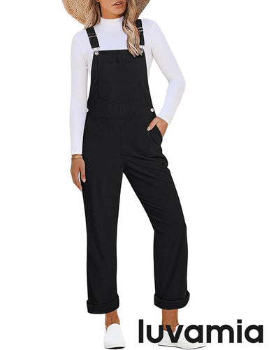 luvamia Corduroy Overalls for Women Loose Fit Baggy Straight Casual Adjustable Straps Bib Jumpsuit Overalls with Pockets